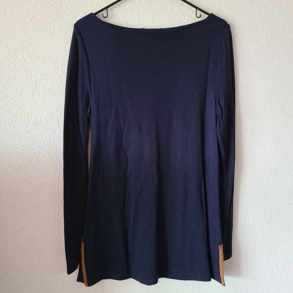 Lauren Ralph Lauren Navy Boatneck Wool Blend Tunic Top Women's Size M - Picture 6 of 8
